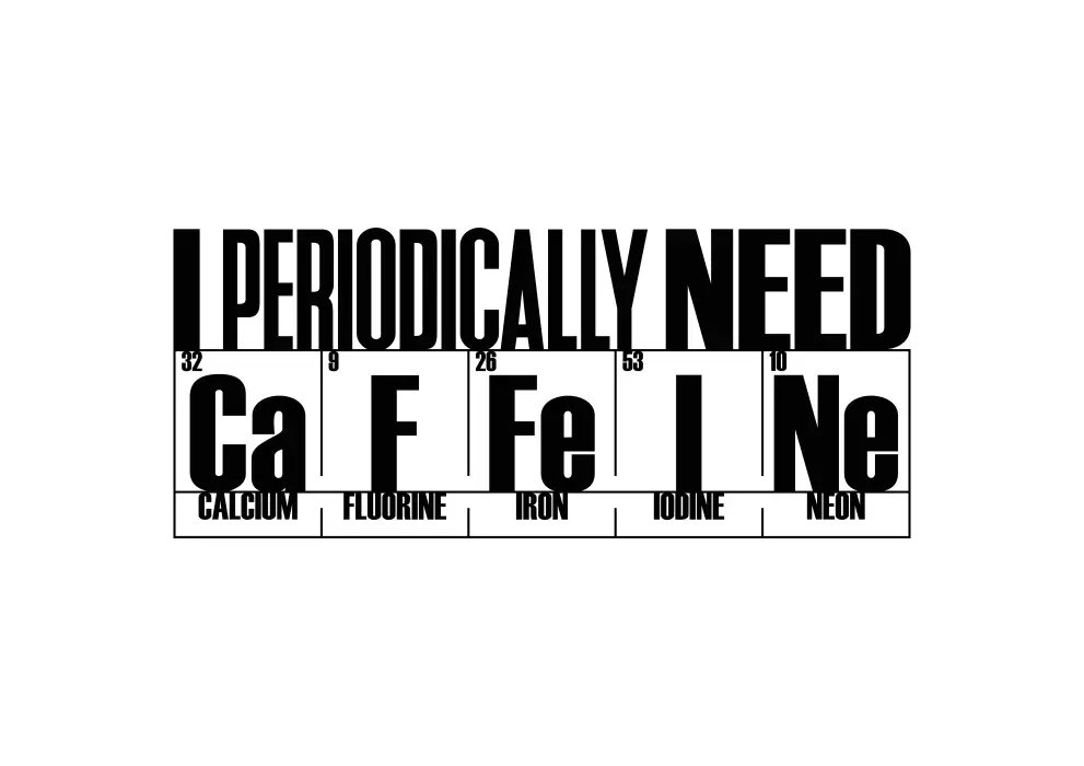 Decoratiune perete metal I periodically need caffeine - limba engleza