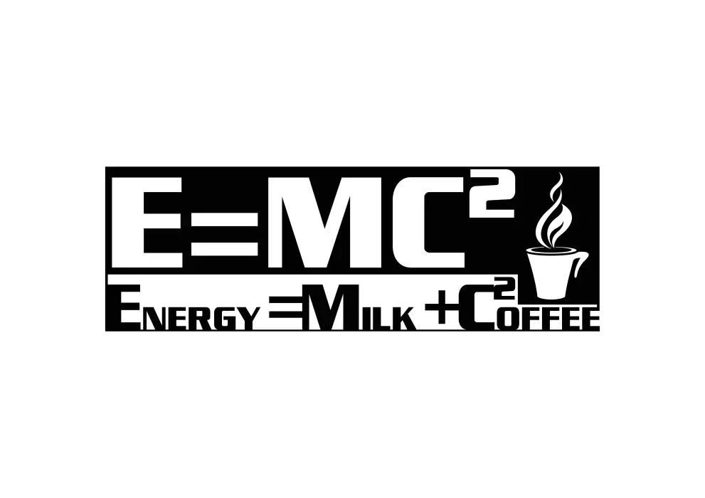 Decoratiune perete metal teoria relativitatii EMC2 Coffee - limba engleza