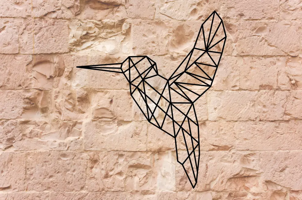 Contur geometric metal pasare colibri_1