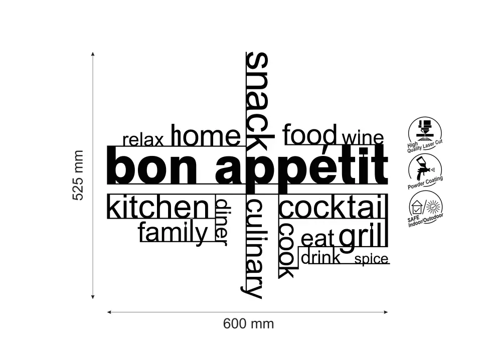 Inscriptie metal Bon appetit - limba engleza