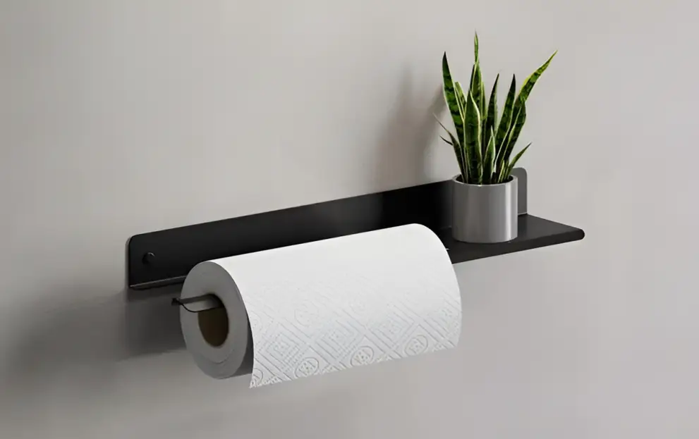 Suport perete rola hartie bucatarie cu raft 40cm