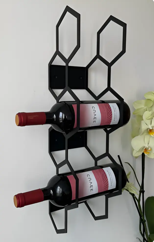 Suport hexagonal suspendat 6 sticle vin