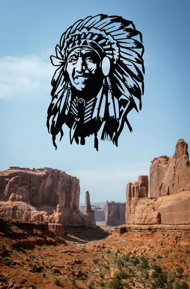 Decoratiune perete metal sef de trib Sioux