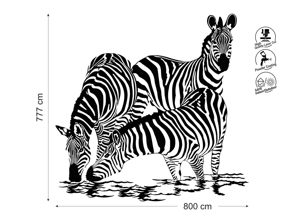 Decoratiune perete metal familie de zebre
